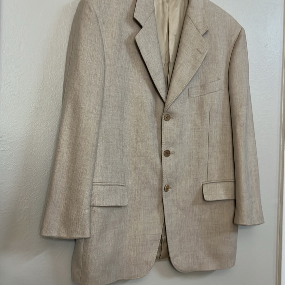 Luciano Soprani Italian Men’s Cream or beige Blazer 52 C6 100% Cashmere 6J3640